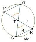 In circle t, ∠ptq ≅ ∠rts. what is the measure of pq?  24° 33° 48