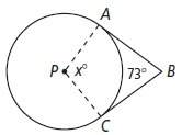 Ab and bc are tangents to p. what is the value of x?