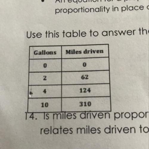 Use this table to answer the following questions, 14. 75 miles driven proportionally rel