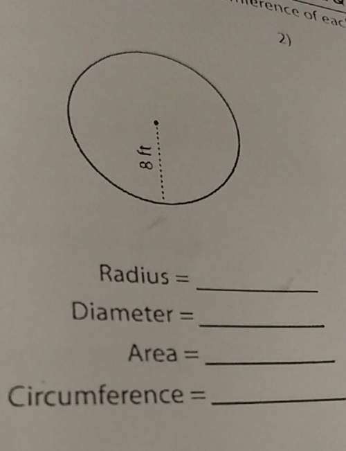 What is the circumference of this circle i need the radius, diameter, area,