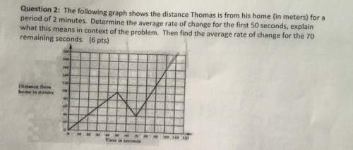 The following graph shows the distance thomas is from his home (in meters) for a period of 2 minutes