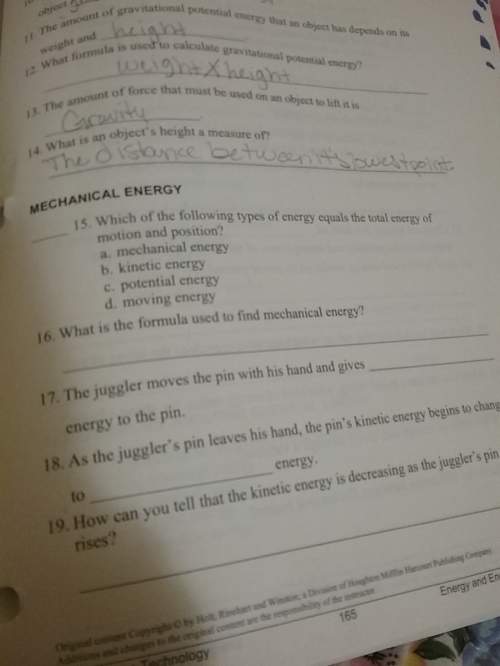 Which of the following types of energy equals the total energy of motion and position a.mechan