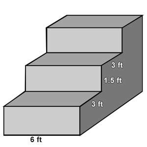 The height, width and length of the steps are identical. calculate the cubic feet of concrete needed