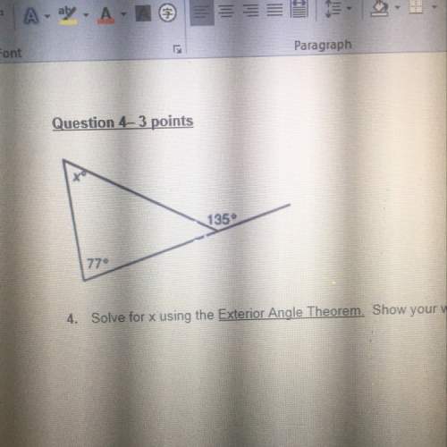 Solve for x using the exterior angle theorem. show your work.