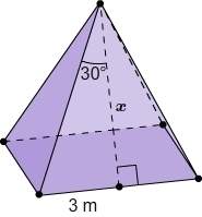 What is the slant height x of the square pyramid? express your answer in radical form.