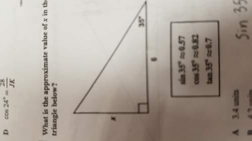 What is the approximate value of x in the triangle below