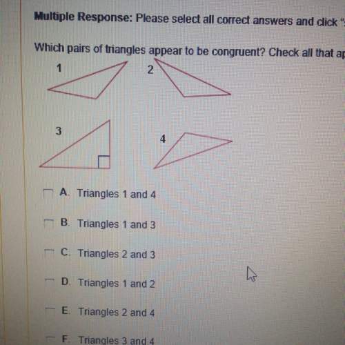 Which pairs of triangles appear to be congruent? check all that apply.
