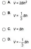 What is the formula for the volume of a right cone with base area b and height h?