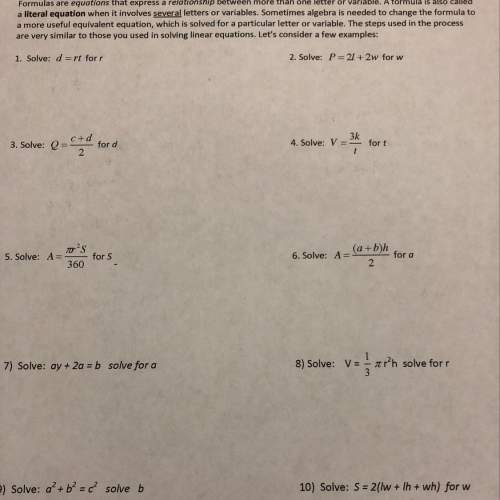 Need solving literal equations - 10 problems