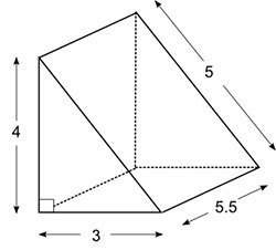 The surface area of the prism is square units. all measurements in the image below are in units. (i