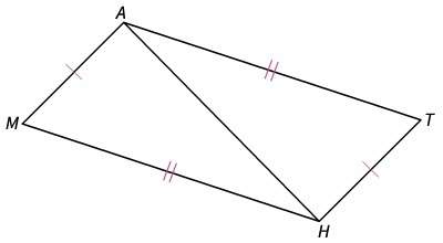 In the figure, ∆amh ≅ ∆hta by side-side-side (sss). which angles are congruent by cpctc?