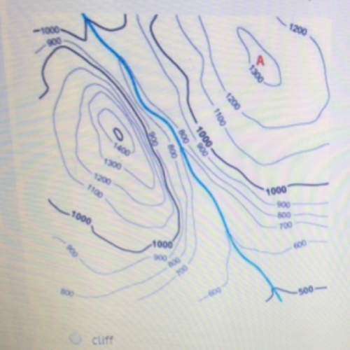 Which of the choices below describes what you seen on the contour map at point "a" a)cli
