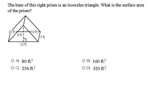 The base of this right prism is an isosceles triangle. what is the surface area of the prism?&lt;