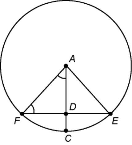 In circle a, m∠aed = 48° and m∠dae = 44°. determine if ac is perpendicular to ef. explain why or why