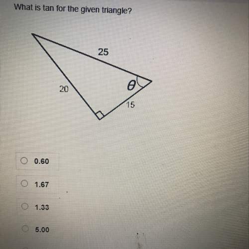What is the tan for the given triangle?  0.60 1.67 1.33 5.00 0.20