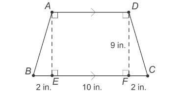 What is the area of this trapezoid?  a) 18 in²  b)90 in²  c)108 in²  d)126