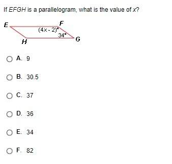 Someone me if efgh is a parallelogram what is the value of x