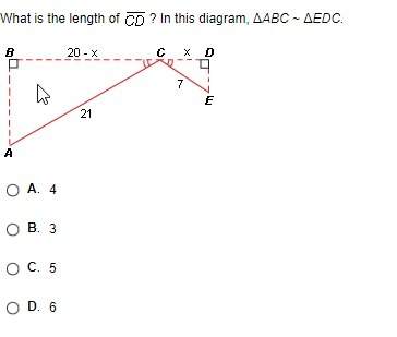 What is the length of cd in this diagram abc ~ edc