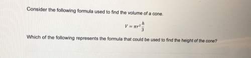 Consider the following formula used to find the volume of a cone. which of the following repre