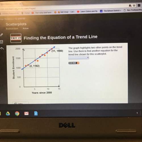 The graph highlights two other points on the trend line. use them to find another equation for the t