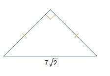 The hypotenuse of a 45°-45°-90° triangle measures units.  what is the length