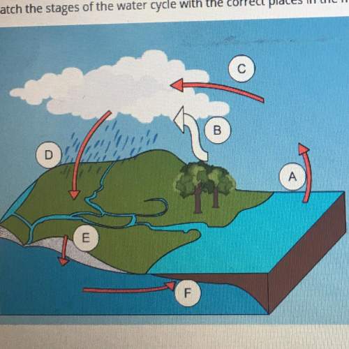 Match the stages of the water cycle with the correct places in the model. 1. precipitation