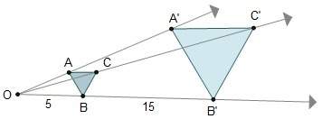 The perimeter of triangle abc is 13 cm. it was dilated to create triangle a'b'c'. the pe