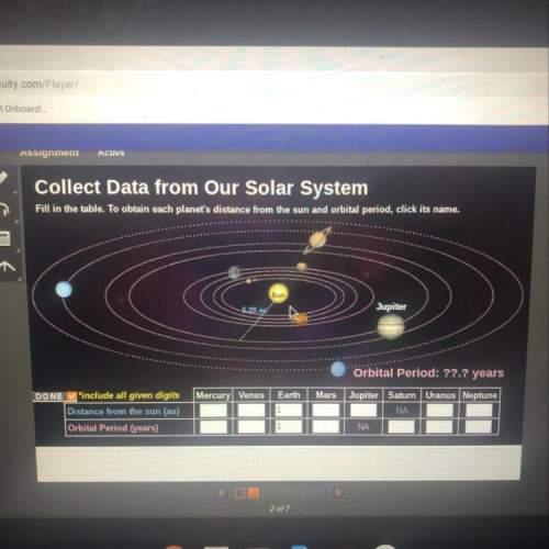 Collect data from our solar system font to table to obtain each planets distance from the sun and or