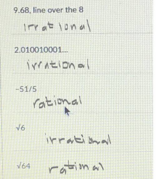 Which of these are irrational and which are rational ?
