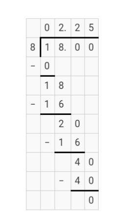 The steps to convert 18 over 8 to a decimal are shown below: Division is shown with divisor 8 and qu