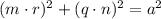 (m\cdot r)^{2}+(q\cdot n)^{2} = a^{2}