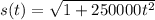 s(t) =\sqrt{1+250000t^2}