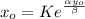 x_o = K e^{\frac {\alpha y_o  }{\beta } }