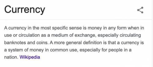 75 points!

What is currency? A rise in prices due to an increase in the supply of money. A time of