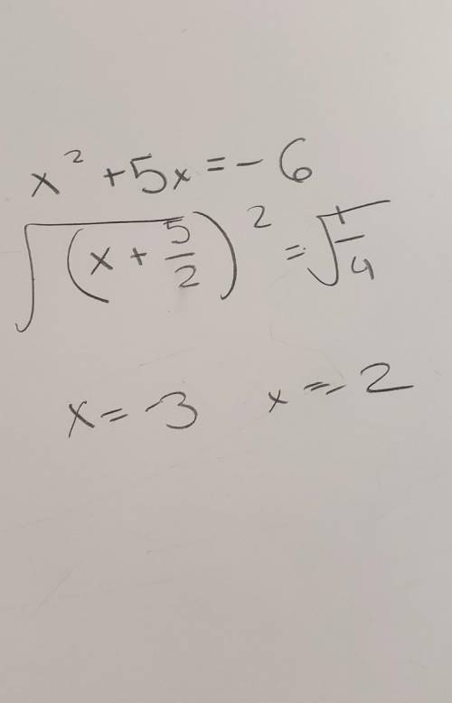 By completing the square1. x2 + 5x + 6= 0cing