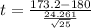 t =  \frac{173.2 -  180 }{\frac{24.261}{\sqrt{25} } }
