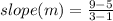 slope (m) = \frac{9 - 5}{3 - 1}