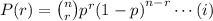 P(r)=\binom{n}{r}p^{r}{(1-p)}^{n-r}\cdots(i)