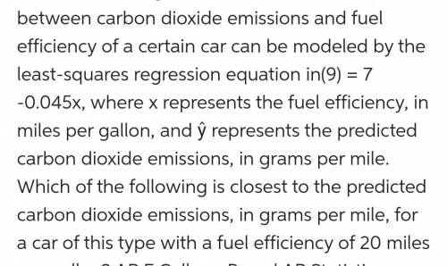 The relationship between carbon dioxide emissions and fuel efficiency of a certain car can be modele