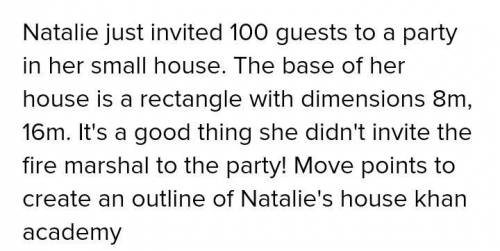 Natalie just invited 100100100 guests to a party in her small house. The base of her house is a rect