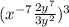 (x^{-7} \frac{2y^{7} }{3y^{2}}) ^{3}