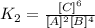 K_2=\frac{[C]^6}{[A]^2[B]^4}