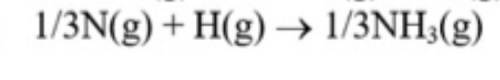 What is the heat of reaction H2 + 1/3N2 2/3NH3