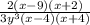 \frac{2(x-9)(x+2)}{3y^{3}(x-4)(x+4) }
