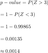 p-value=P(Z3)\\\\=1-P(Z