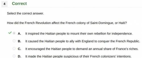 How did the French Revolution affect the French colony of Saint-Domingue, or Haiti?

A. 
It inspired
