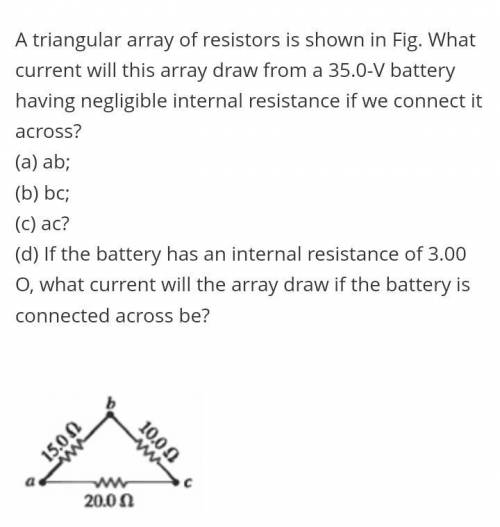 What current will this array draw from a 35.0 V battery having negligible internal resistance if we