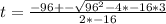 t = \frac{-96+-\sqrt{96^2 - 4 * -16 * 3}}{2 * -16}