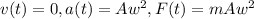 v(t)= 0 , a(t)=Aw^{2},F(t)=mAw^{2}