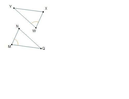 How can ΔWXY be mapped to ΔMNQ?

Triangles W X Y and M N Q are shown. The lengths of sides M N and W